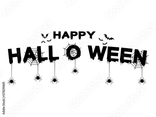 Happy Halloween Text Banner on white background. vector illustration
