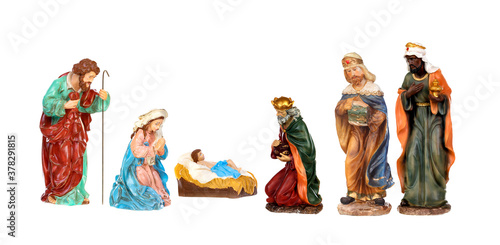Fotografia Traditional Christmas nativity scene with Mary and Joseph and baby Jesus