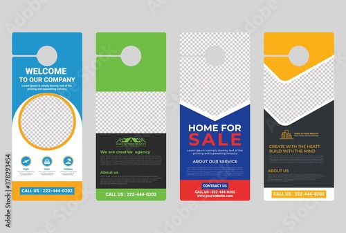 Door hanger design template, hotel knob design. Vector door hanger.