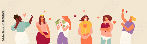 Self-loving women set vector