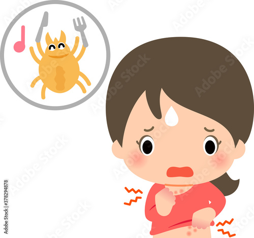ツメダニに刺されて困っている若い女性