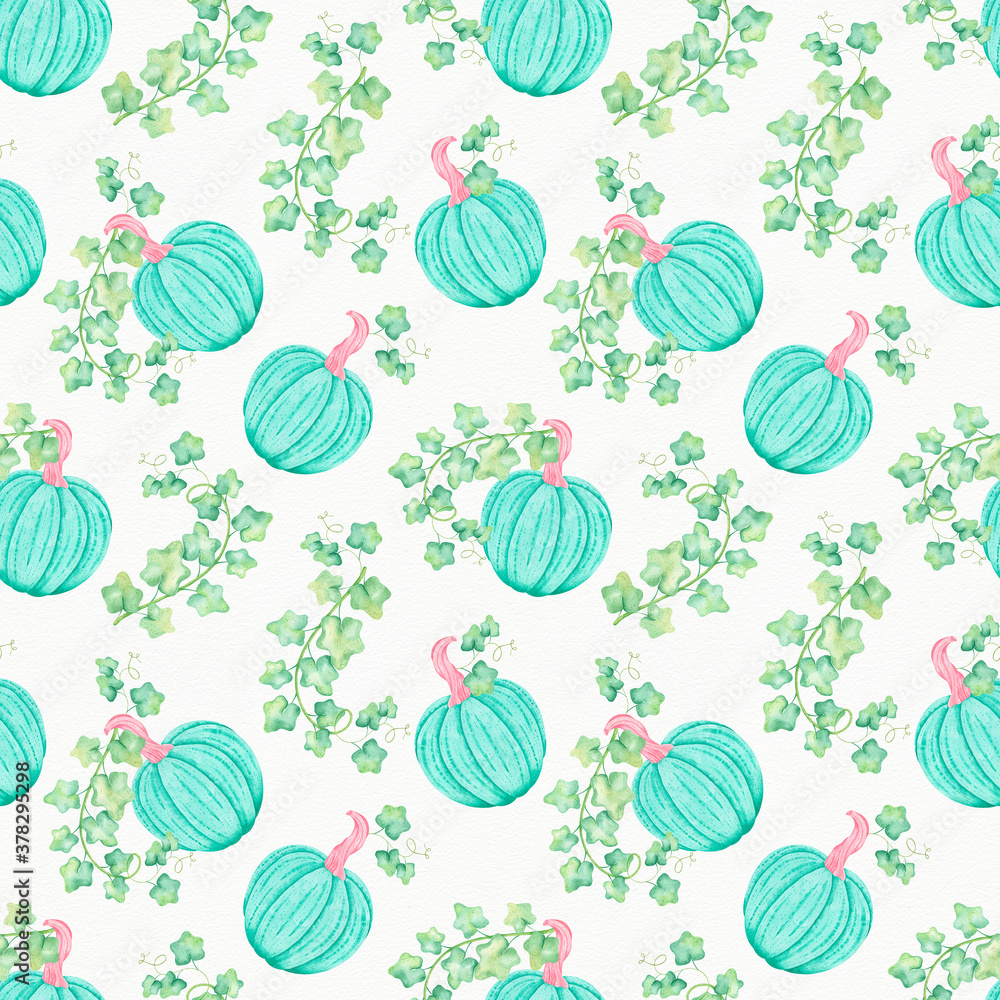 Pumpkin Seamless watercolor pattern of different shapes of pastel colors. Perfect for thanksgiving cards or wrapping paper, halloween design. Background with old paper texture. Pumpkin Seamless watercolor pattern of different shapes of pastel colors. Perfect for thanksgiving cards or wrapping paper, halloween design. Background with old paper texture.