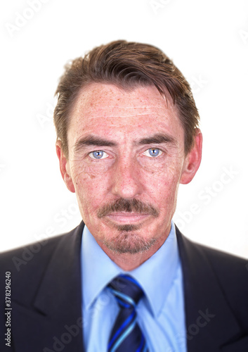 Businessman portrait over white background. 
