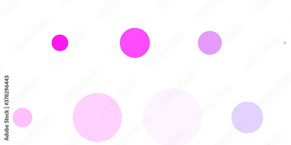 Light Purple, Pink vector pattern with spheres. Illustration with set of shining colorful abstract spheres. New template for a brand book.