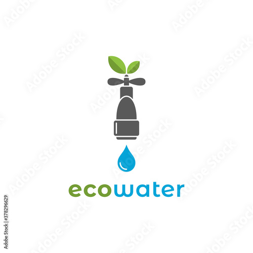 Eco water logo with water mixer on background