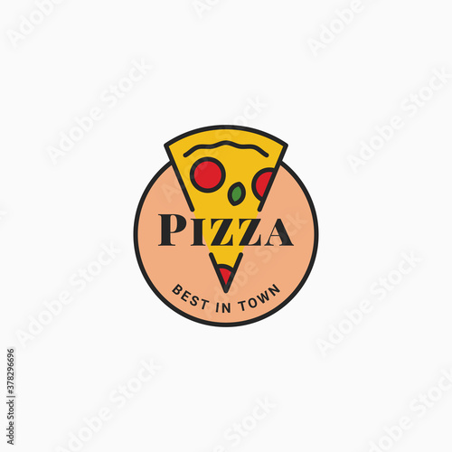 Pizza logo with pizza slice on white background