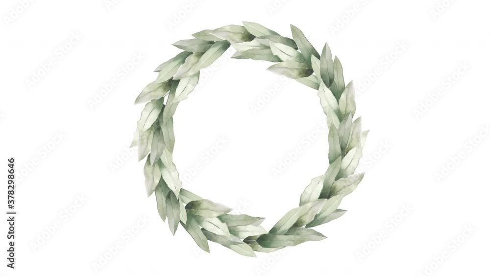wreath of foliage eucalyptus leaves herbal watercolor frame white matte alpha channel wreath of foliage eucalyptus leaves herbal watercolor frame white matte alpha channel