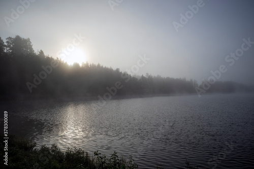 a foggy lake scenery, Imatra Finland