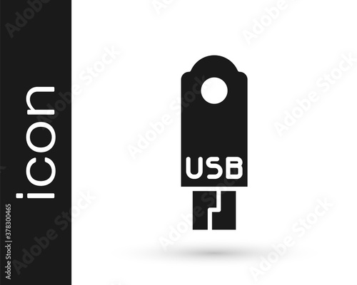 Grey USB flash drive icon isolated on white background. Vector Illustration.
