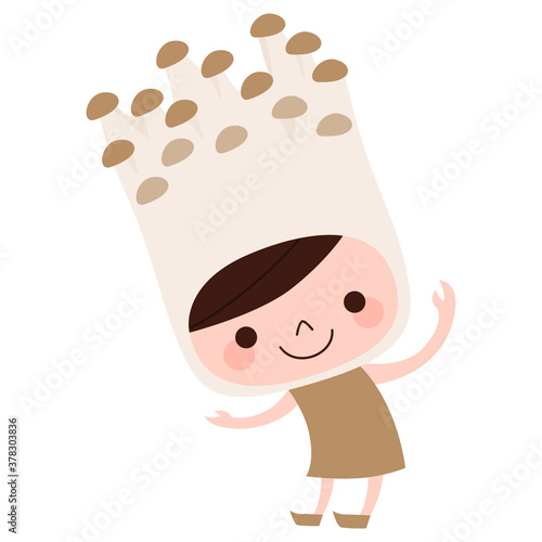 エノキのキャラクター 野菜のえのき茸の被り物をして楽しそうに踊っている子どものイラスト Stock Vector Adobe Stock エノキのキャラクター 野菜のえのき茸の被り物をして楽しそうに踊っている子どものイラスト Stock Vector Adobe Stock