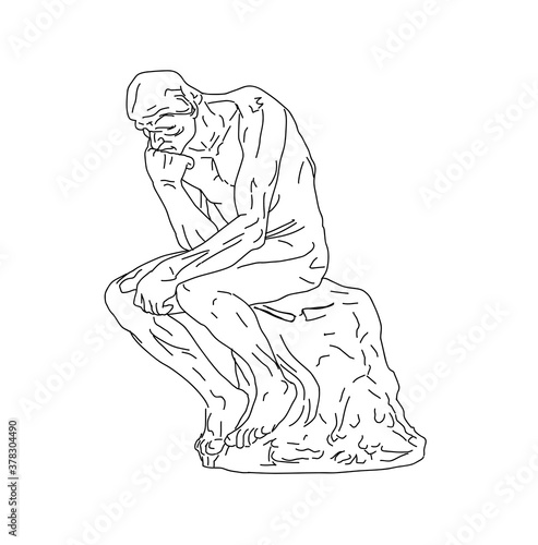 sketch of the statue of The Thinker