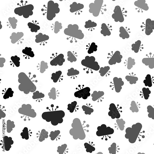 Black Cryptocurrency cloud mining icon isolated seamless pattern on white background. Blockchain technology, bitcoin, digital money market, cryptocoin wallet. Vector.