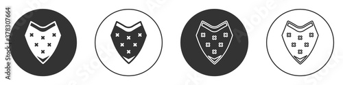 Black Traditional mexican poncho clothing icon isolated on white background. Circle button. Vector.