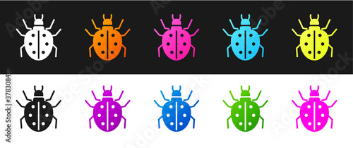 Set Mite icon isolated on black and white background. Vector.