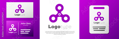 Logotype Fidget spinner icon isolated on white background. Stress relieving toy. Trendy hand spinner. Logo design template element. Vector.