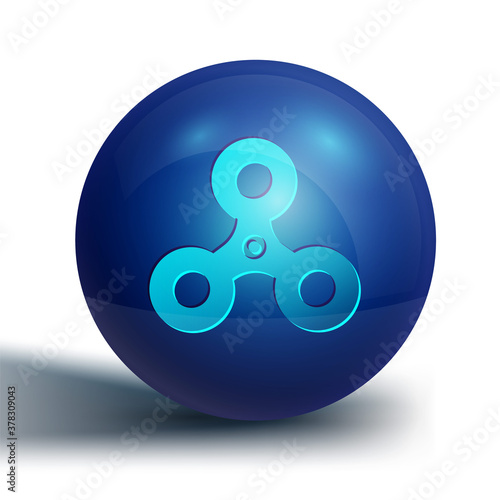 Blue Fidget spinner icon isolated on white background. Stress relieving toy. Trendy hand spinner. Blue circle button. Vector.