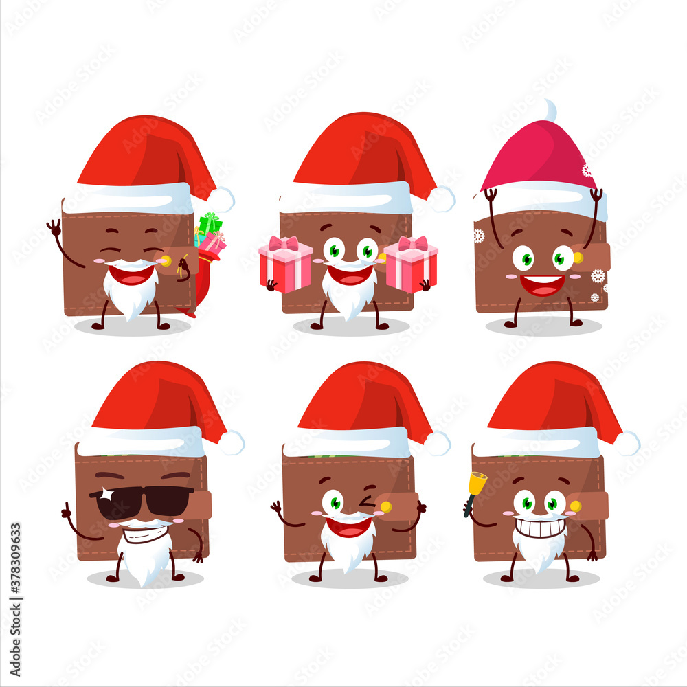 Santa Claus emoticons with brown wallet cartoon character Santa Claus emoticons with brown wallet cartoon character