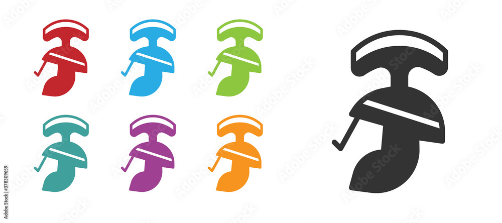Black Roman army helmet icon isolated on white background. Set icons colorful. Vector. Black Roman army helmet icon isolated on white background. Set icons colorful. Vector.