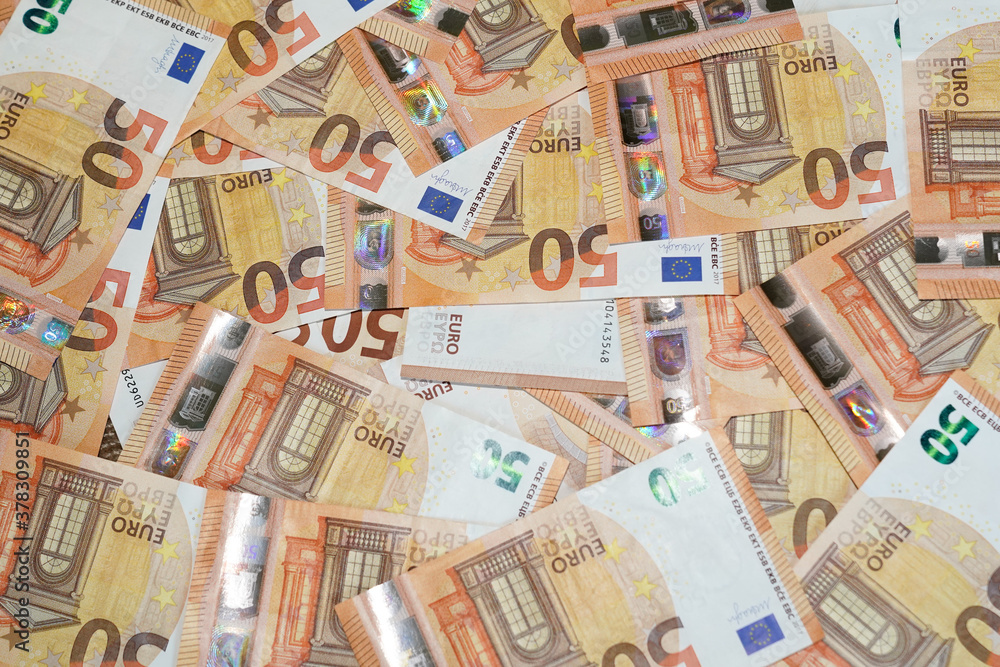 50 euro banknotes spread on the ground on top of each other bank note european money wallpaper Fifty banknote seamless background