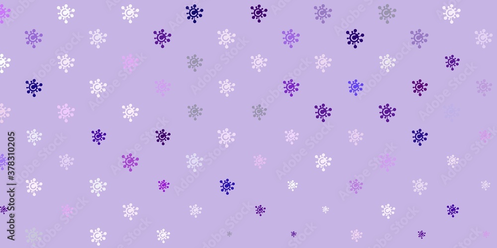 Light Purple vector background with covid-19 symbols. Light Purple vector background with covid-19 symbols.
