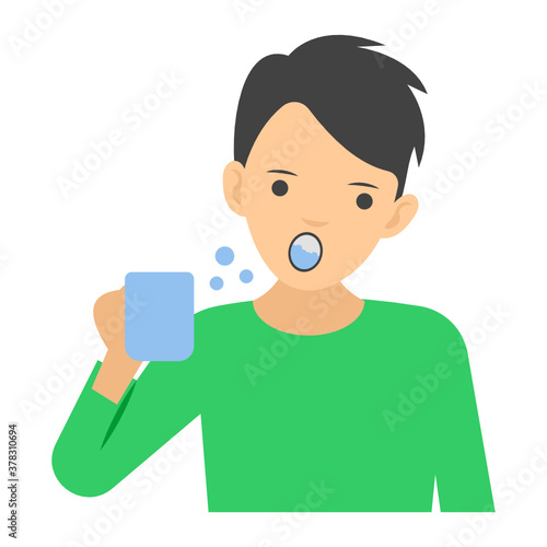
A flat style of gargling man  
