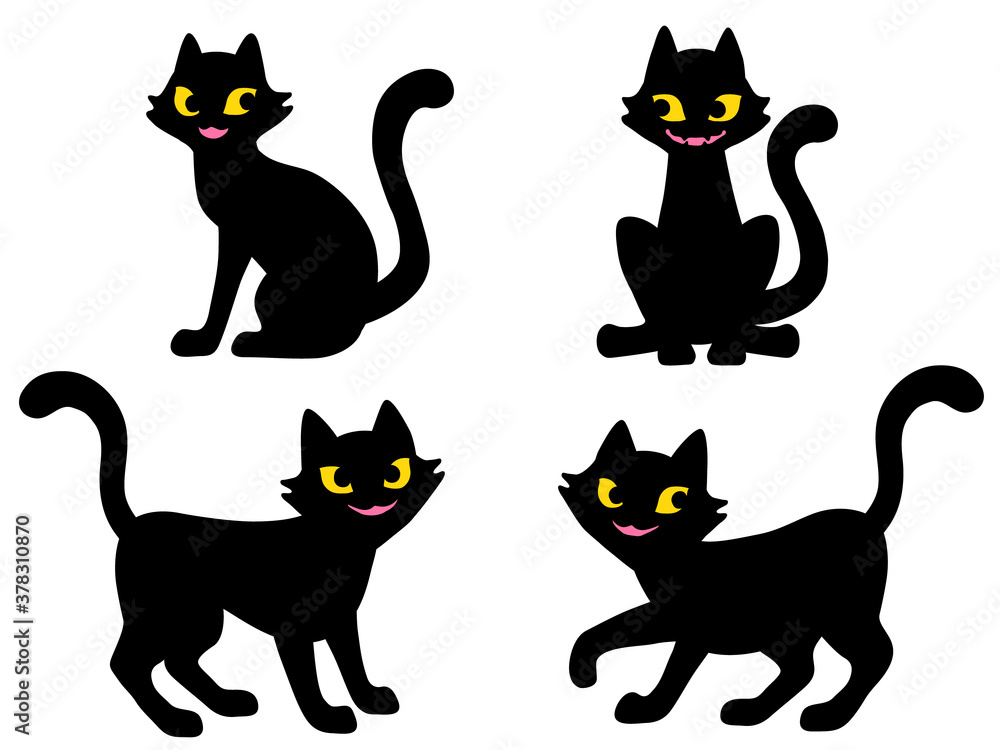 黒猫のイラストセット