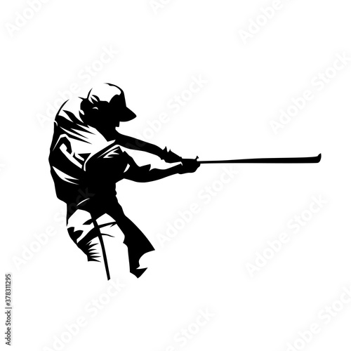 Baseball player with bat. Batter, abstract isolated vector silhouette. Baseball logo