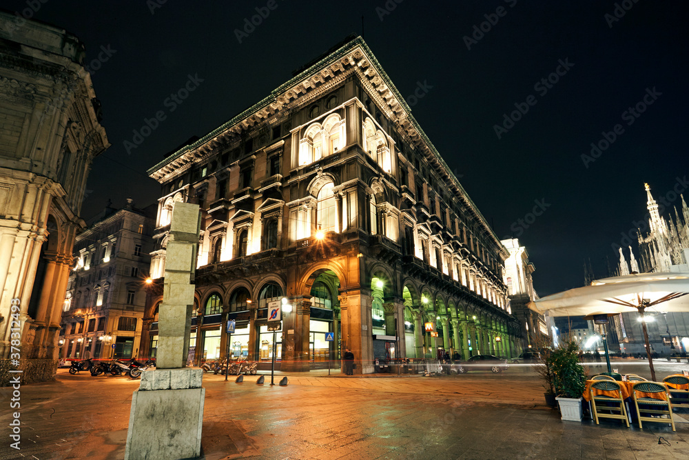 Old city of Milan illuminated at night, Tuscany