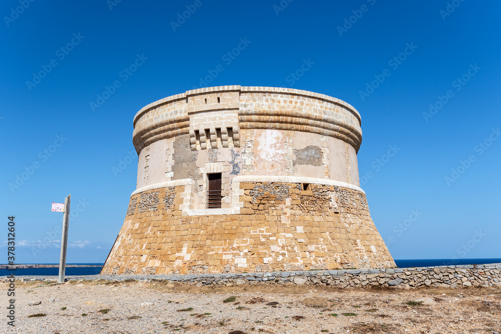 Fornells defense tower on Menorca, Balearic islands, Spain