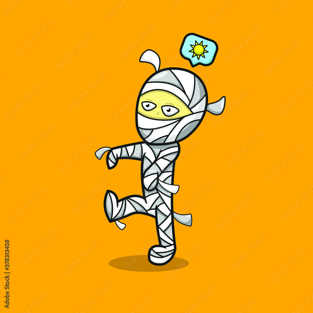 Mummy flat cartoon style icon vector illustration logo template for many purpose.