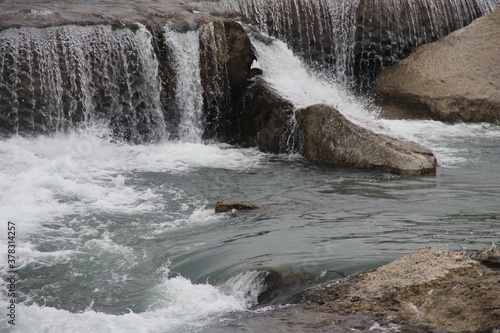 water flowing over rocks