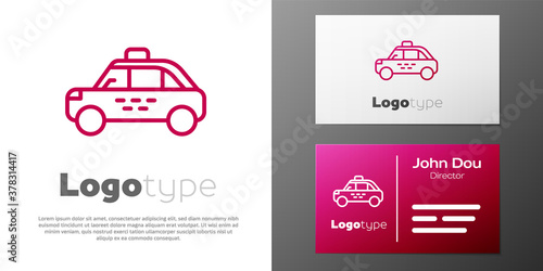 Logotype line Taxi car icon isolated on white background. Logo design template element. Vector.