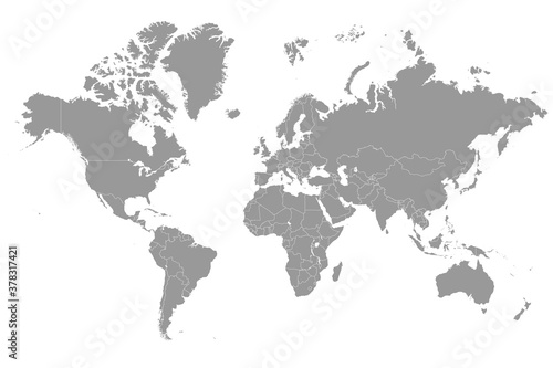 Highly detailed political map of the world with borders countries