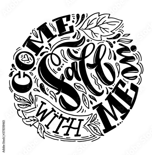 Autumn vibes - cute hand drawn doodle lettering postcard. Lettering art for poster, banner, t-shirt design. Fall is here.