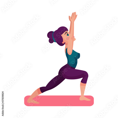 Young Woman Wearing Sportswear Doing Yoga Vector Illustration
