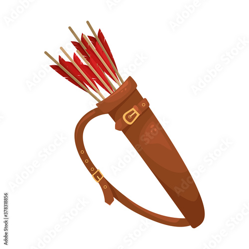 Vector illustration of a leather quiver with arrows for a bow.