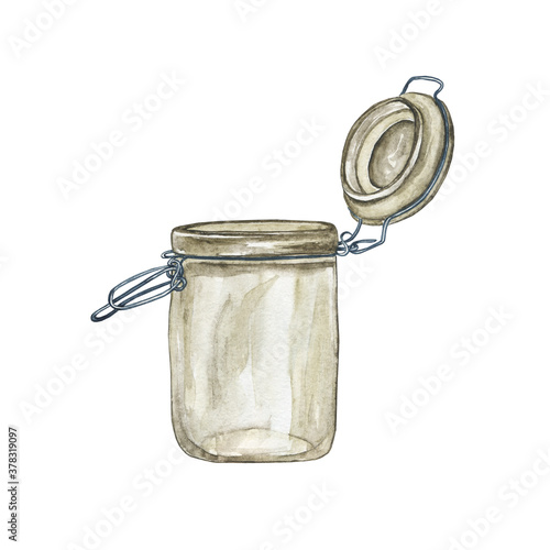 Fotografie Bale square glass jar with swing top lid isolated on white background