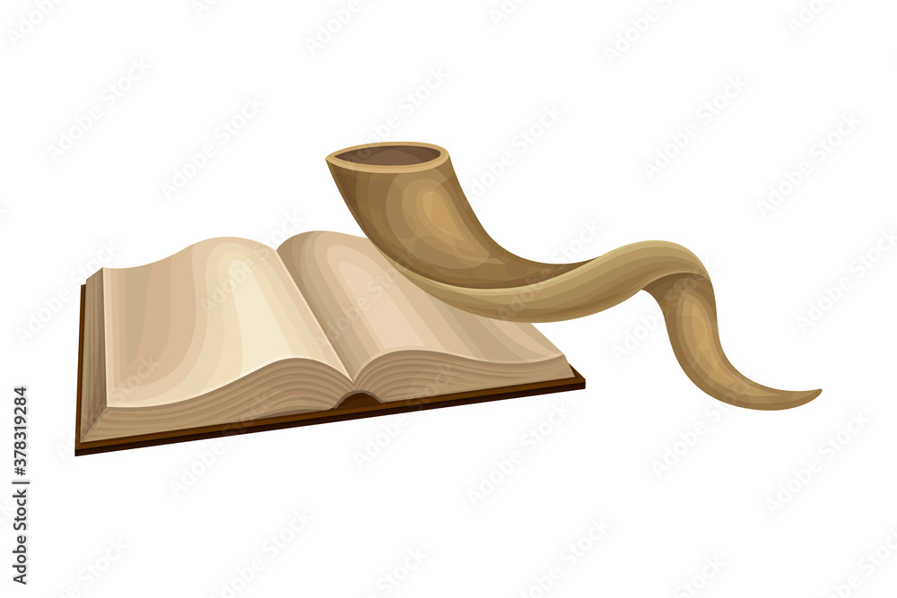 Bible or Torah and Horn as Israel National Attribute Vector Illustration Bible or Torah and Horn as Israel National Attribute Vector Illustration