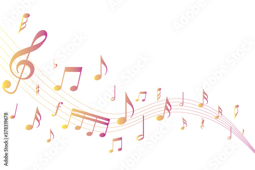 流れる音楽音符ミュージックのイメージ mellow flow of music note score concept image