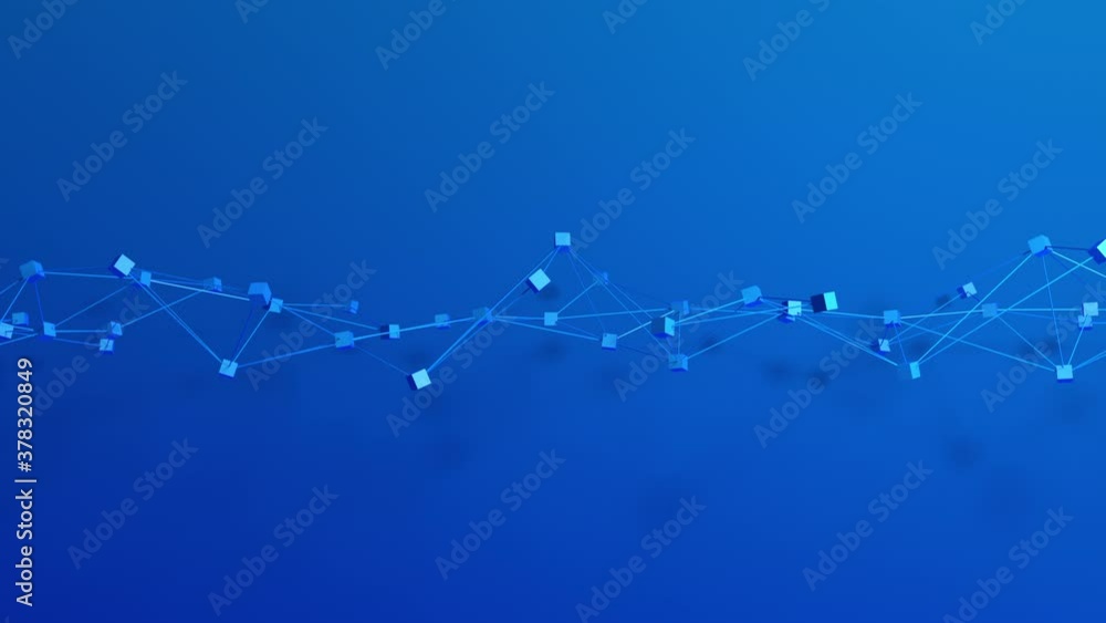 Abstract 3d render, network concept, blue background design, seamless looped 4k animation