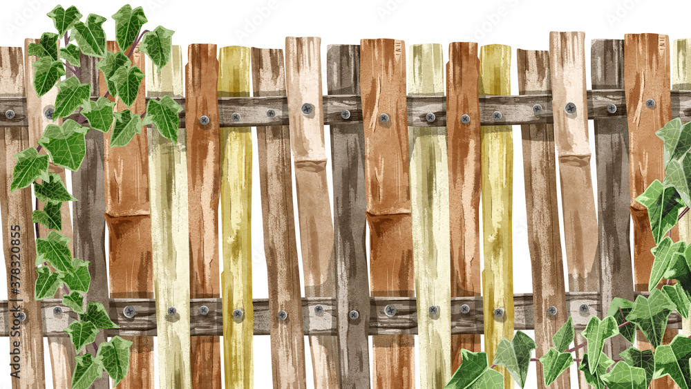 木の柵とつる草の背景イラスト Stock Illustration Adobe Stock