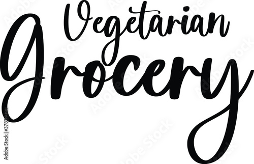 Vegetarian Grocery Handwritten Typography Black Color Text On White Background