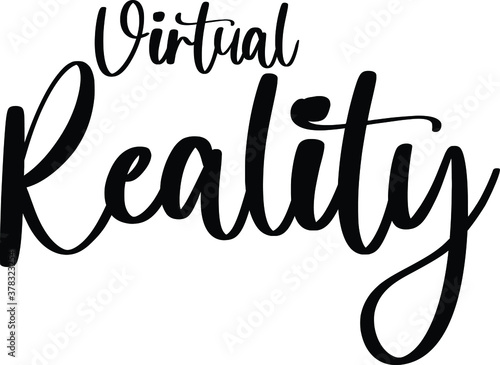 Virtual Reality Handwritten Typography Black Color Text On White Background