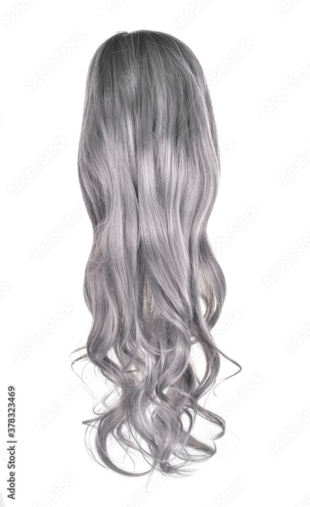 long curly blond wig on a white background long curly blond wig on a white background