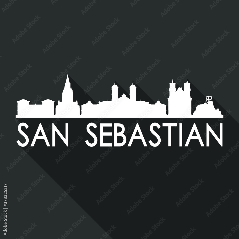 San Sebastian Spain Europe Flat Icon Skyline Silhouette Design City Vector Art Famous Buildings.