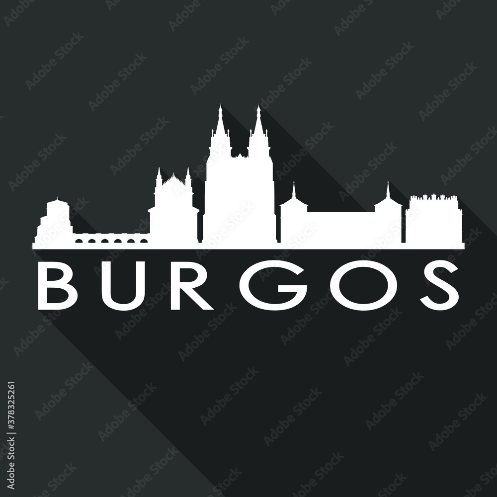 Burgos Spain Europe Flat Icon Skyline Silhouette Design City Vector Art Famous Buildings.