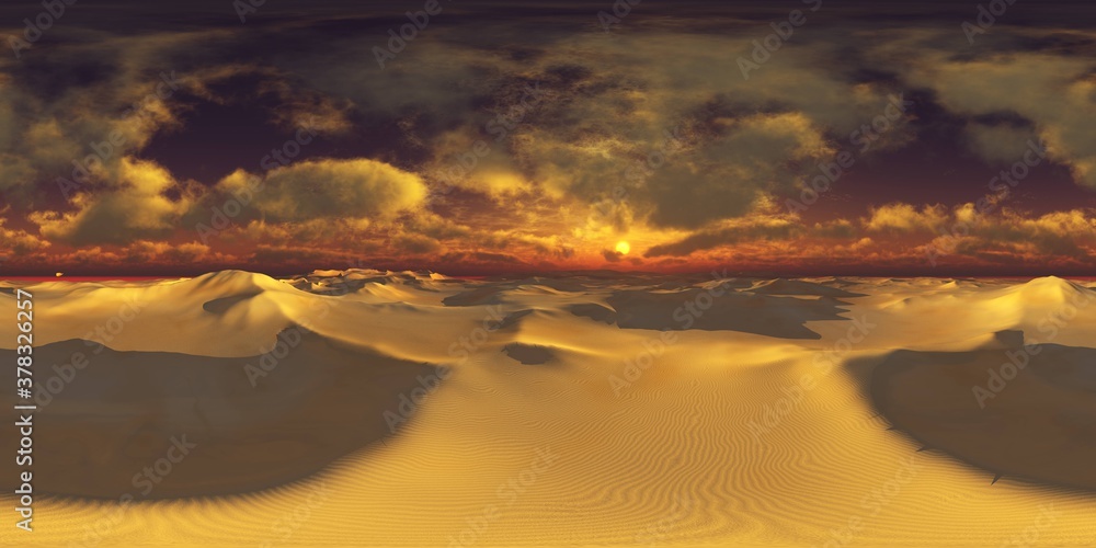 Panorama of sandy desert. Environment map. HDRI . equidistant projection. Spherical panorama. panorama 360. 3d rendering