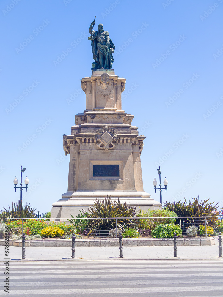 TARRAGONA, SPAIN-JULY 18, 2020: Monument of Roger de Lauria by Feliu Ferrer Galzeran