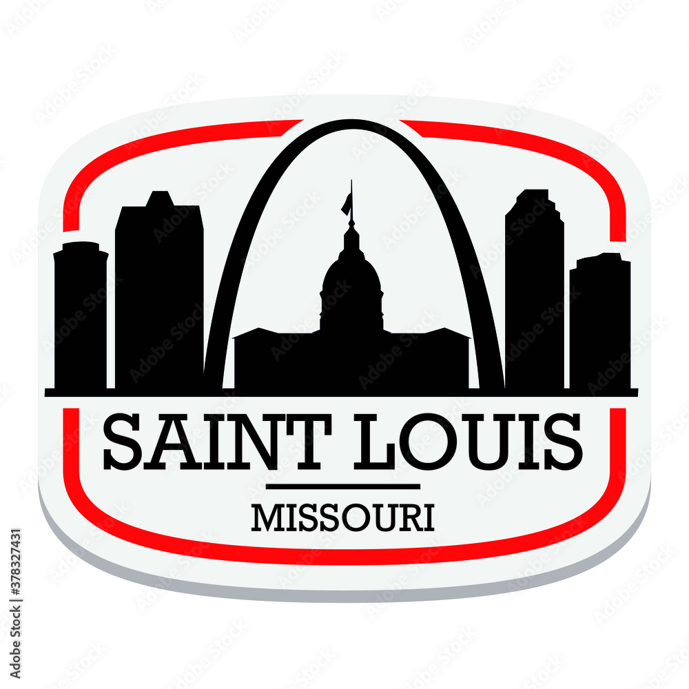 Saint Louis Missouri Label Stamp Icon Skyline City Design Tourism.