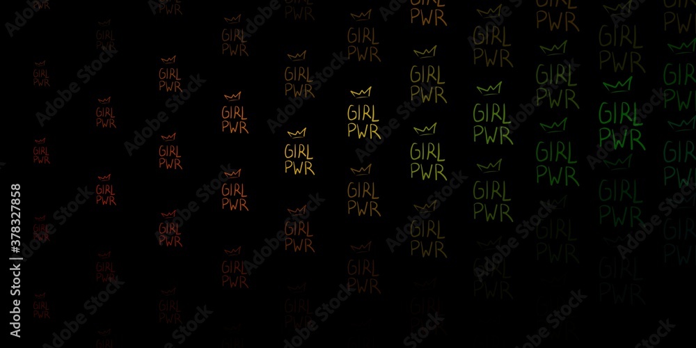 Dark Green, Yellow vector texture with women's rights symbols. Dark Green, Yellow vector texture with women's rights symbols.